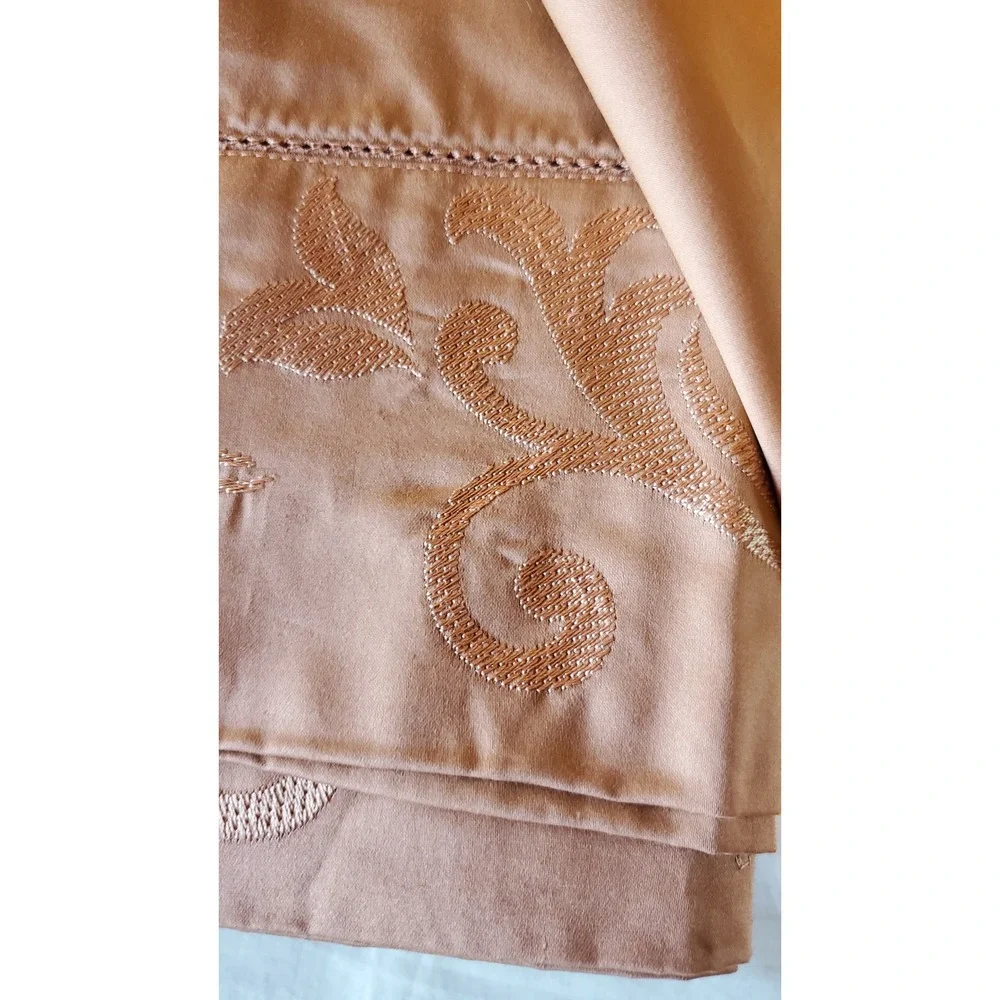 Fieldcrest Luxury 100% Supima Cotton Embroidered Flat Sheet mauve 101x104 queen
